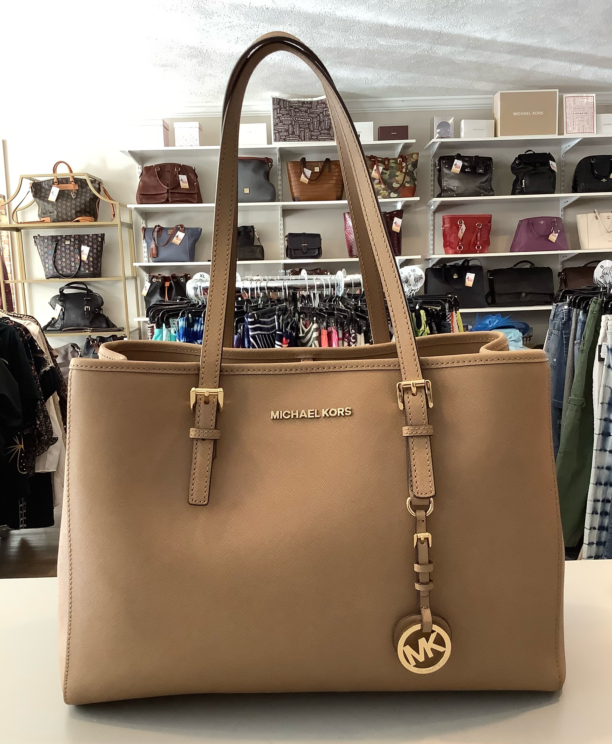 Taupe brown Michael Kors satchel outlet