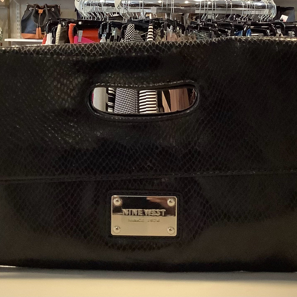 Nine West Black Snakeskin Clutch