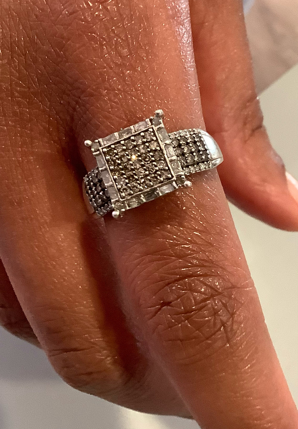 Sterling Silver Diamond Cocktail/Cluster Ring