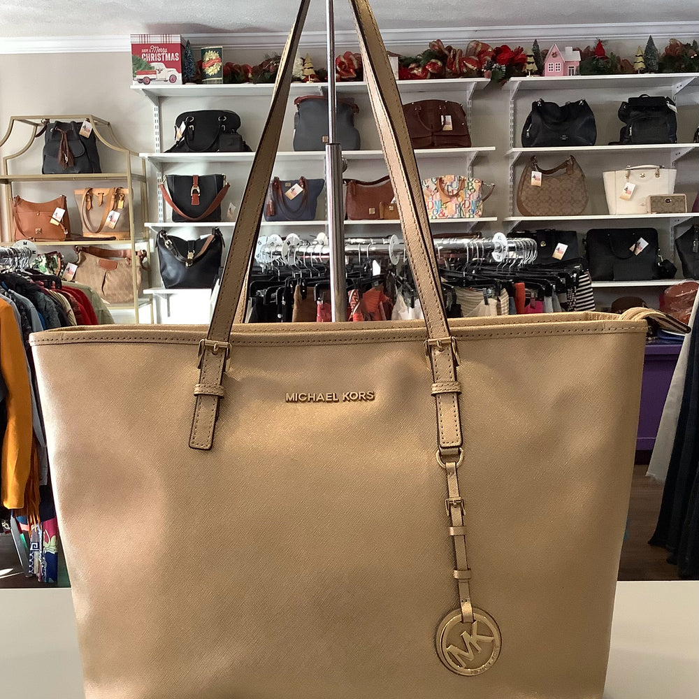 Michael Kors Gold Jet Set Zip Tote