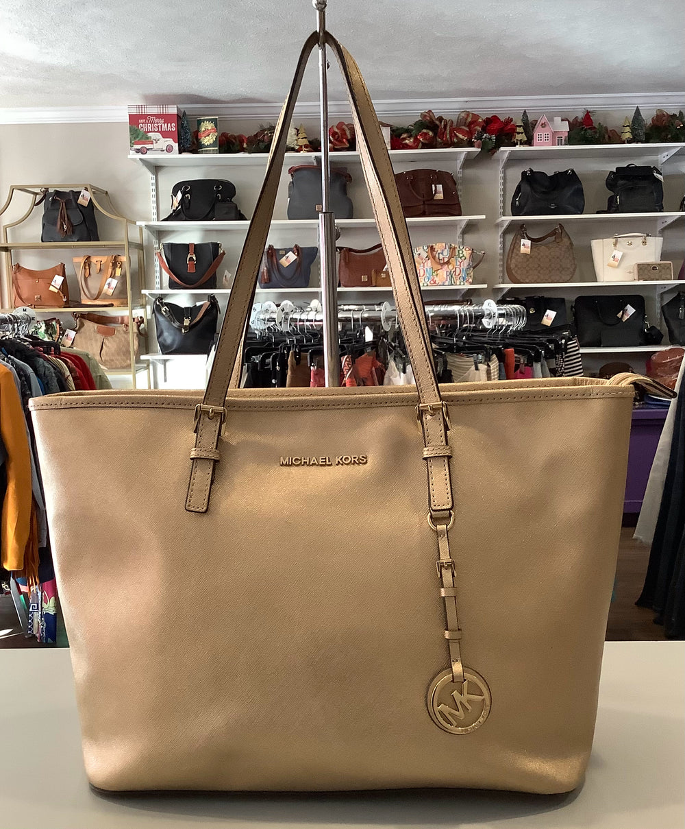 Michael Kors Gold Jet Set Zip Tote