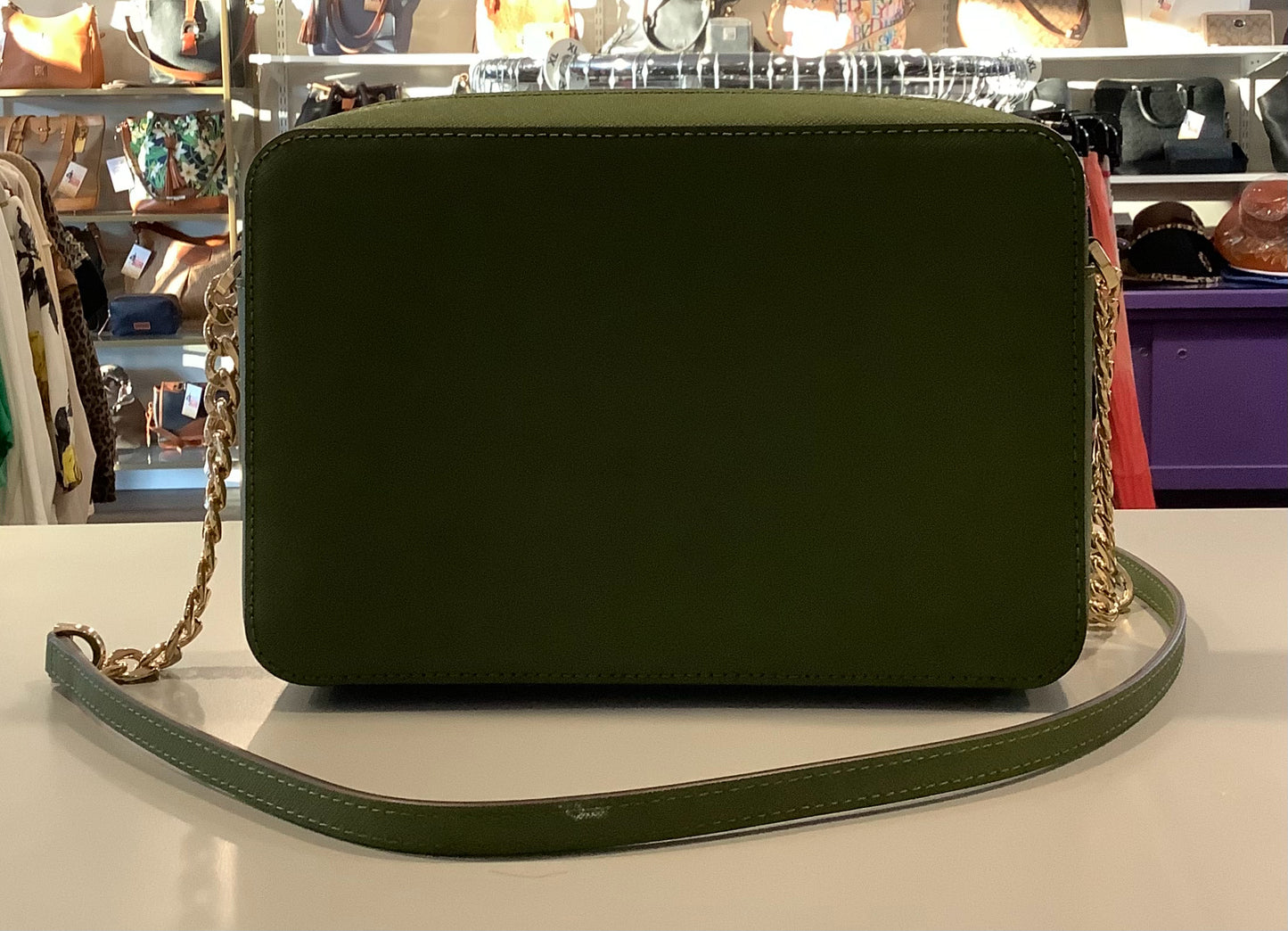 Michael Kors Olive Green and White Crossbody