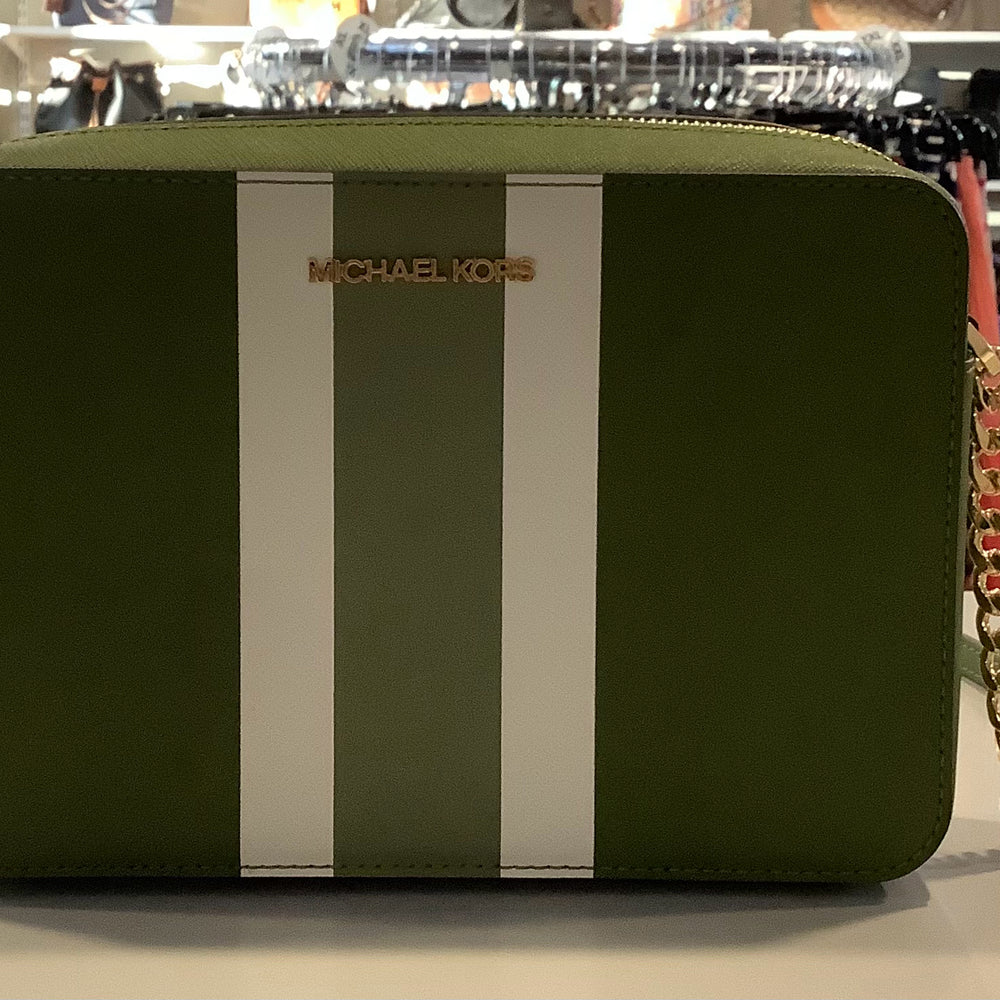 Michael Kors Olive Green and White Crossbody