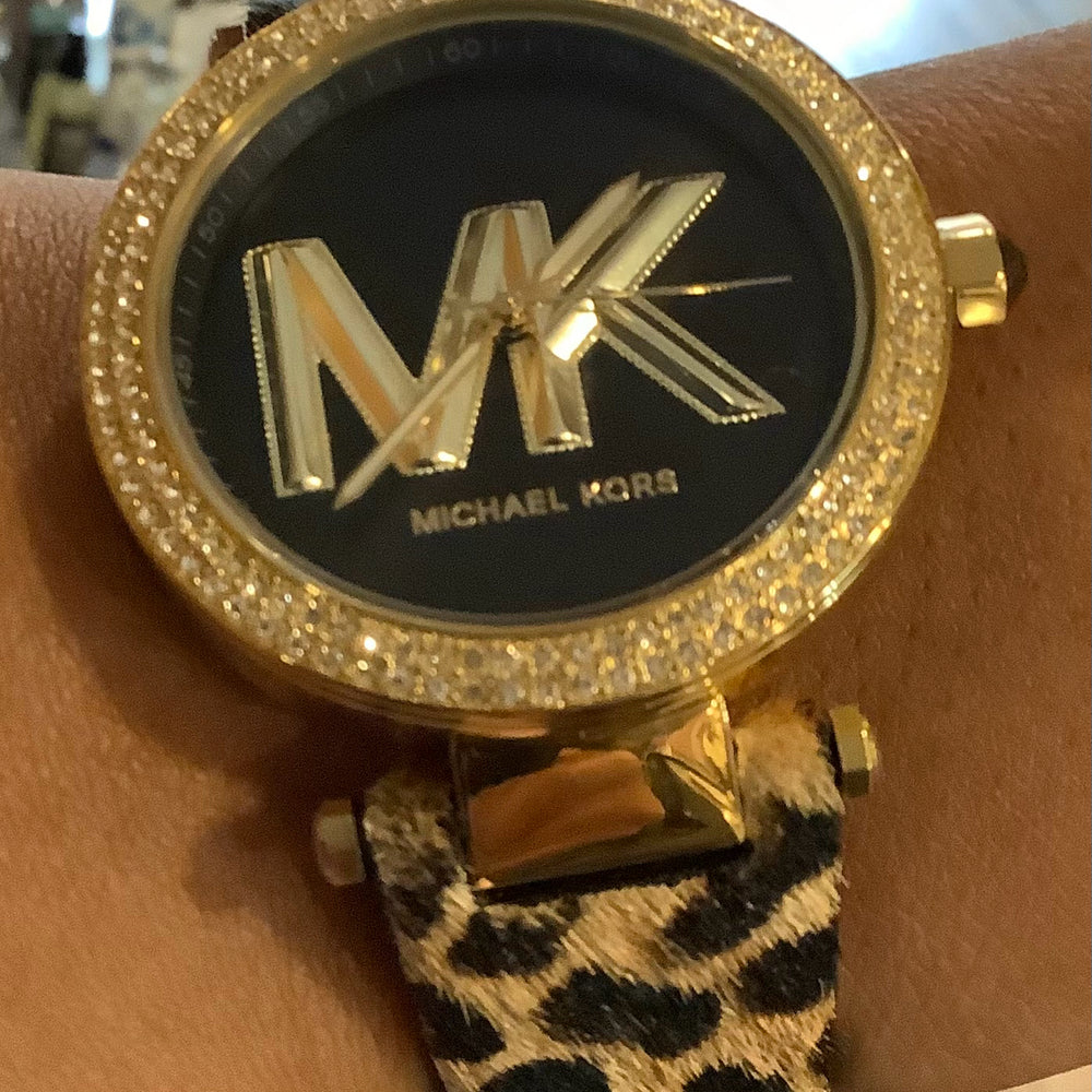 
                      
                        Michael Kors Parker Gold Tone Calf Hair Watch
                      
                    