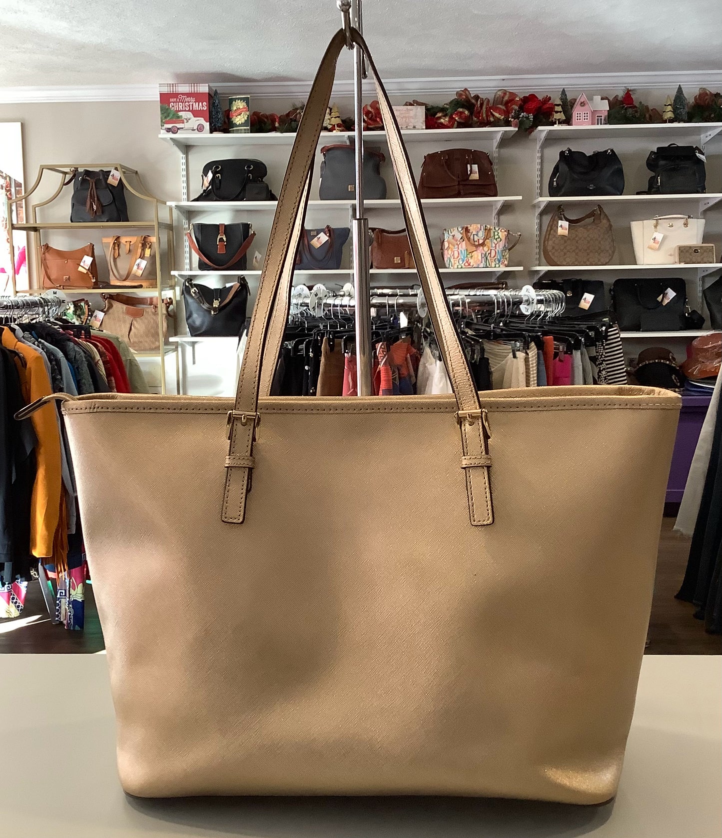 Michael Kors Gold Jet Set Zip Tote